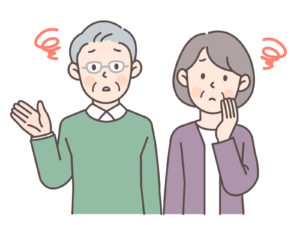 悩むシニア夫婦